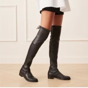 New Stuart Weitzman Lowland Bold Drawstring Brown Leather Over The Knee Boots 8